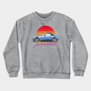 Mazda Miata (Blue) / Retro Style Sunset Design Crewneck Sweatshirt